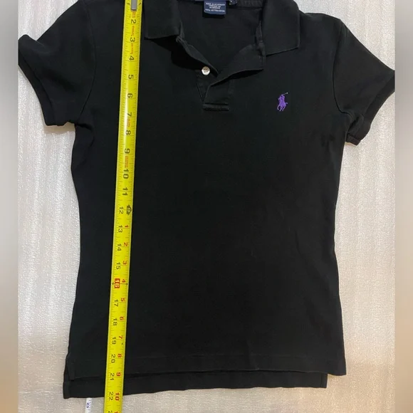 Ralph Lauren Sport Black Polo Shirt with Purple Accent Size Small - Picture 8 of 13